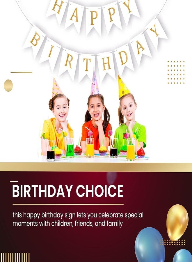 Flyloons لافتة عيد ميلاد سعيد من فلاي لونز، لون أبيض، زينة للأولاد والبنات والأطفال والرضع والرجال والنساء | 13 قطعة لافتة عيد ميلاد ورقية | لافتة عيد ميلاد من ورق مقوى | لافتة عيد ميلاد قابلة لإعادة الاستخدام - Image 5